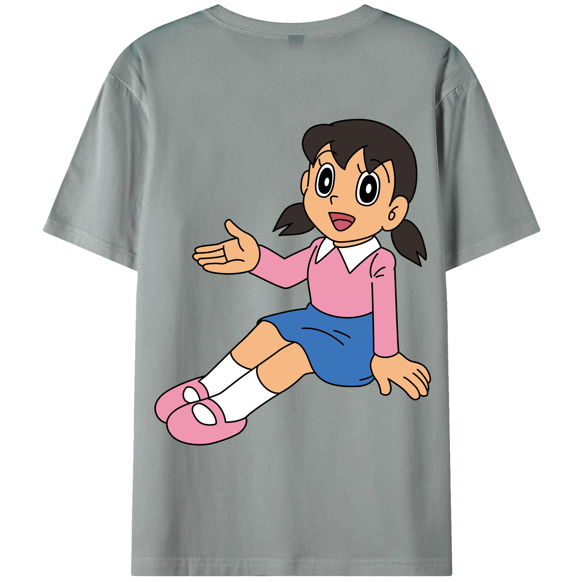 （画像用） ドラえもん みなもと しずか Doraemon Shizuka Minamoto 綿100％ メンズ半袖Tシャツ（バックプリント） 通気性